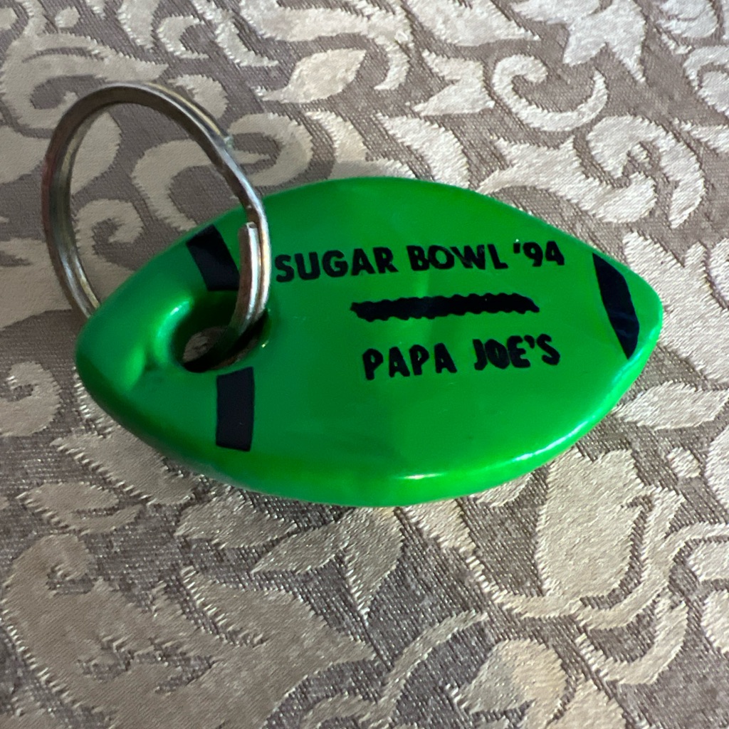 Sugar Bowl 1994 Papa Joes Soft Football Keychain Restaurant  Bar Louisiana